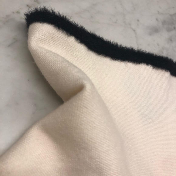 Zara Knit Collection Cream Skirt Black Fuzzy Trim - Picture 3 of 6